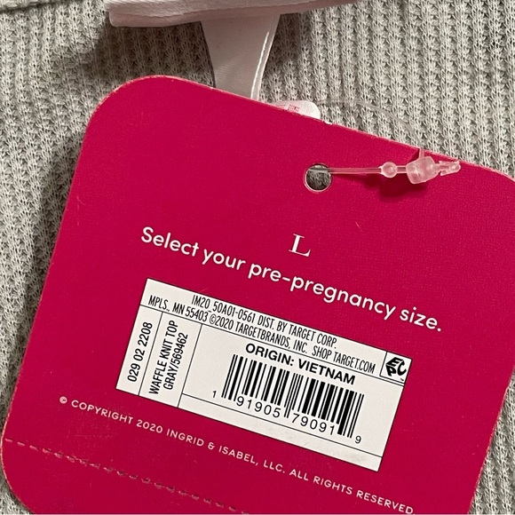 ISABEL Maternity gray floral waffle weave deep v neck tunic L, NWT - Picture 7 of 8